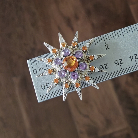 Nicky Butler Sterling Silver 925 Marigold Quartz Amethyst Signed Brooch Pendant - Picture 2 of 6